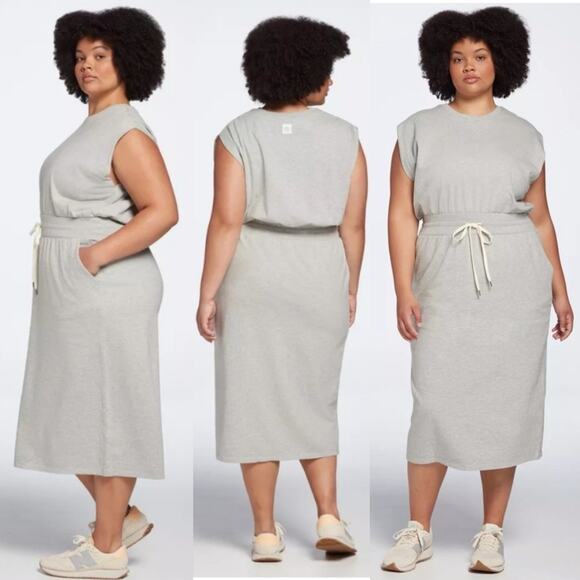 Calia Journey Extended Shoulder Heather Grey Midi Dress Gray - Picture 1 of 12